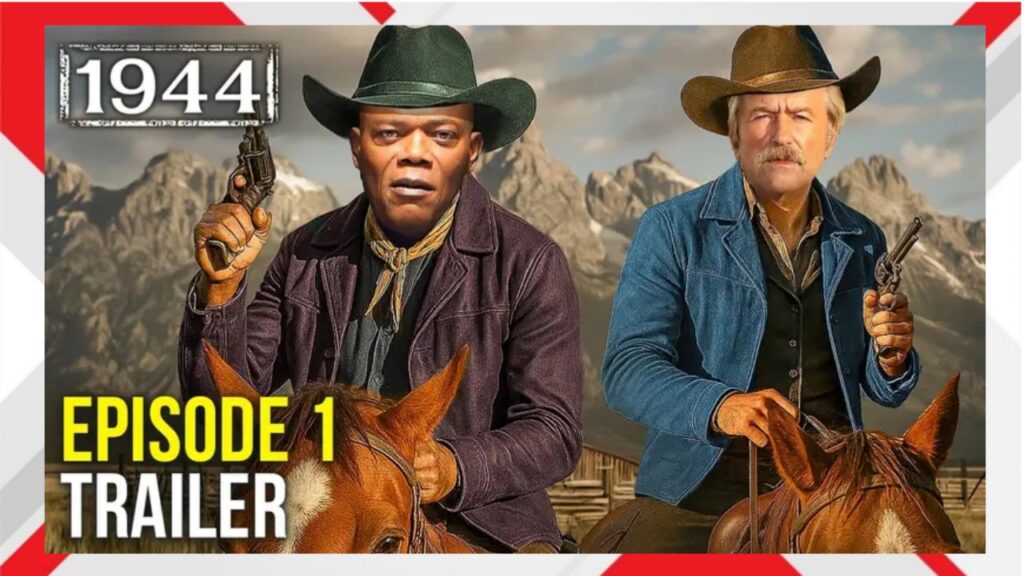 Two cowboys holding guns in 1944 web series Episode 1 trailer.